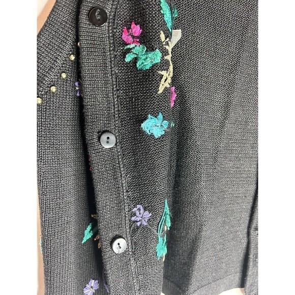 Christmas Vest Beaded Embroidered Ornaments By Arriviste Black Multi Size Medium - Picture 11 of 12